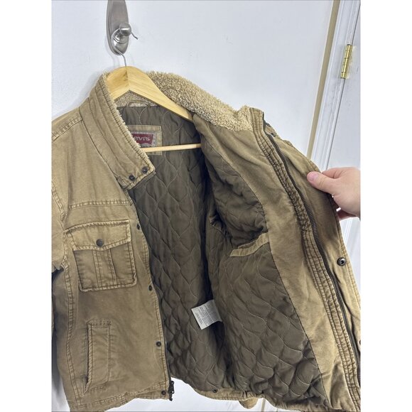 Levi’s Canvas Jacket Men S Khaki Pantina Military Cargo Utility - Picture 4 of 8